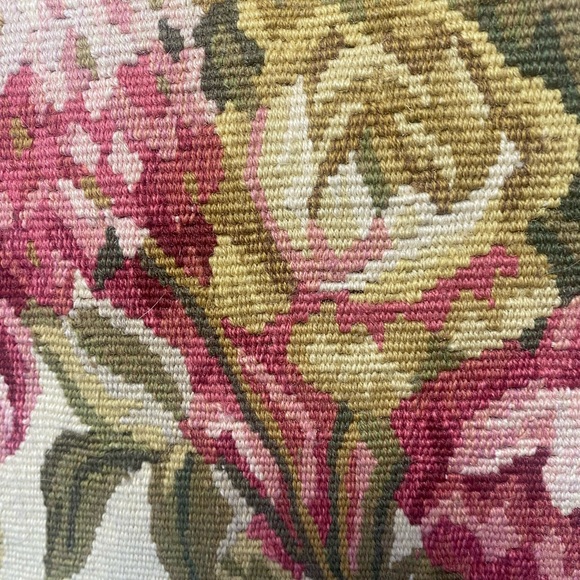 Aubusson Needlepont Floral Accent Pillow. P2 - Picture 4 of 6